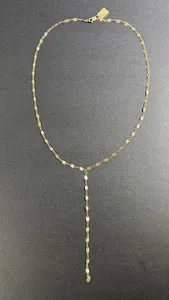 Authentic Miranda Frye Textured Link Lariat Necklace Yellow Gold Plated