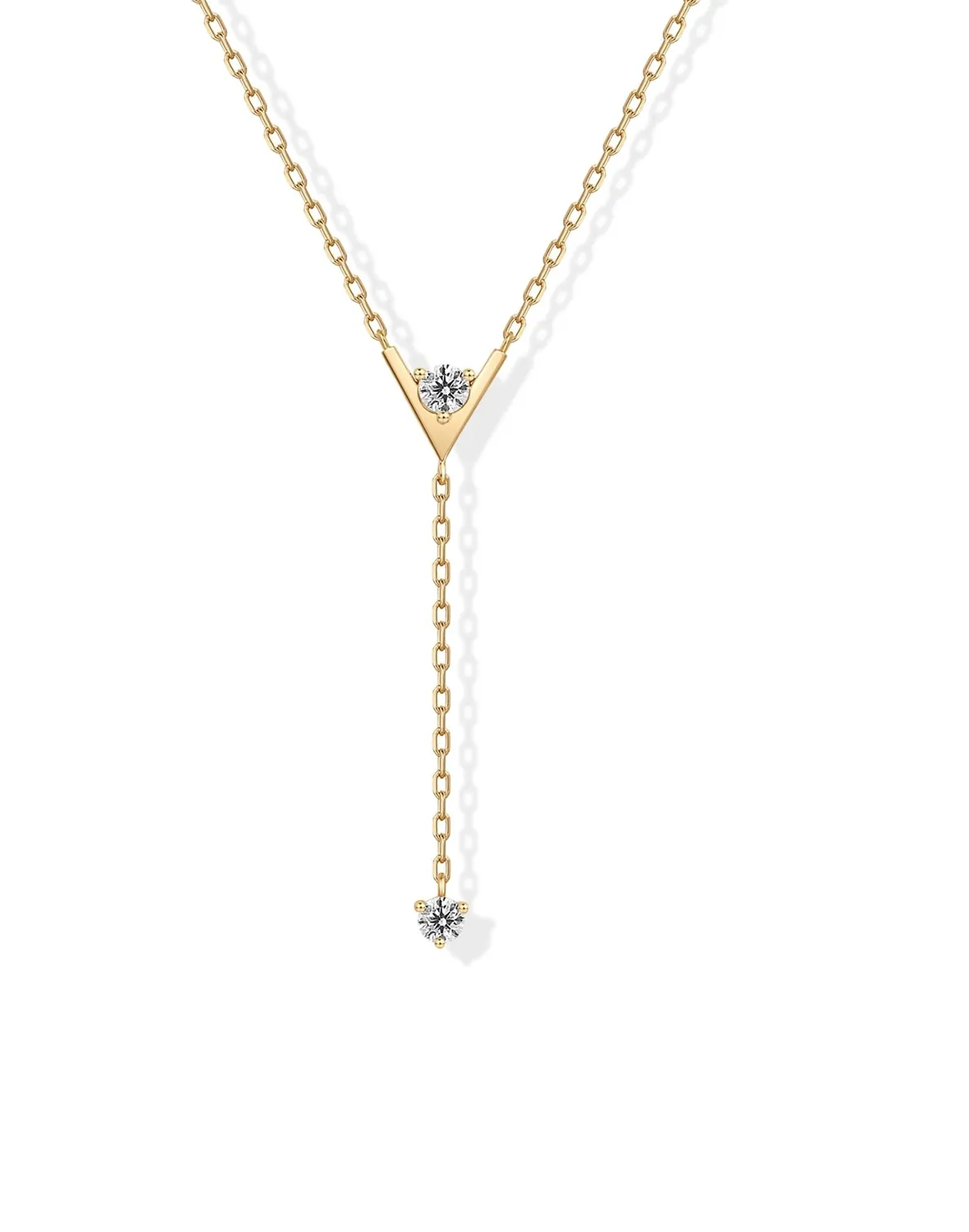 Authentic PAVOI 14K Gold Plated Chain Drop Lariat Necklace for Women | Gold Cubic Zirco...