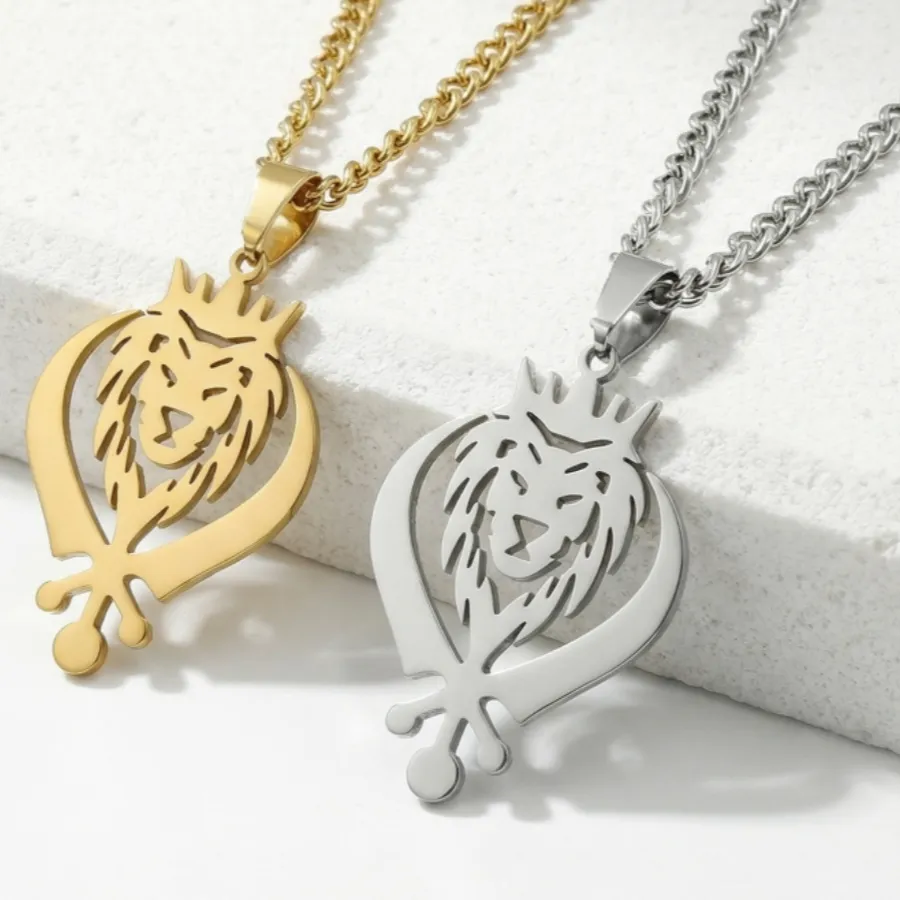 Authentic European And American Style Design Sense, Golden Domineering Hollow Lion Head Pendant Necklace, Couple Style Holi