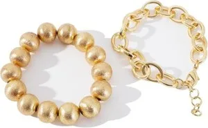 Authentic Gold Plated Beaded Acrylic Bamboo Tube Bangle Bracelets