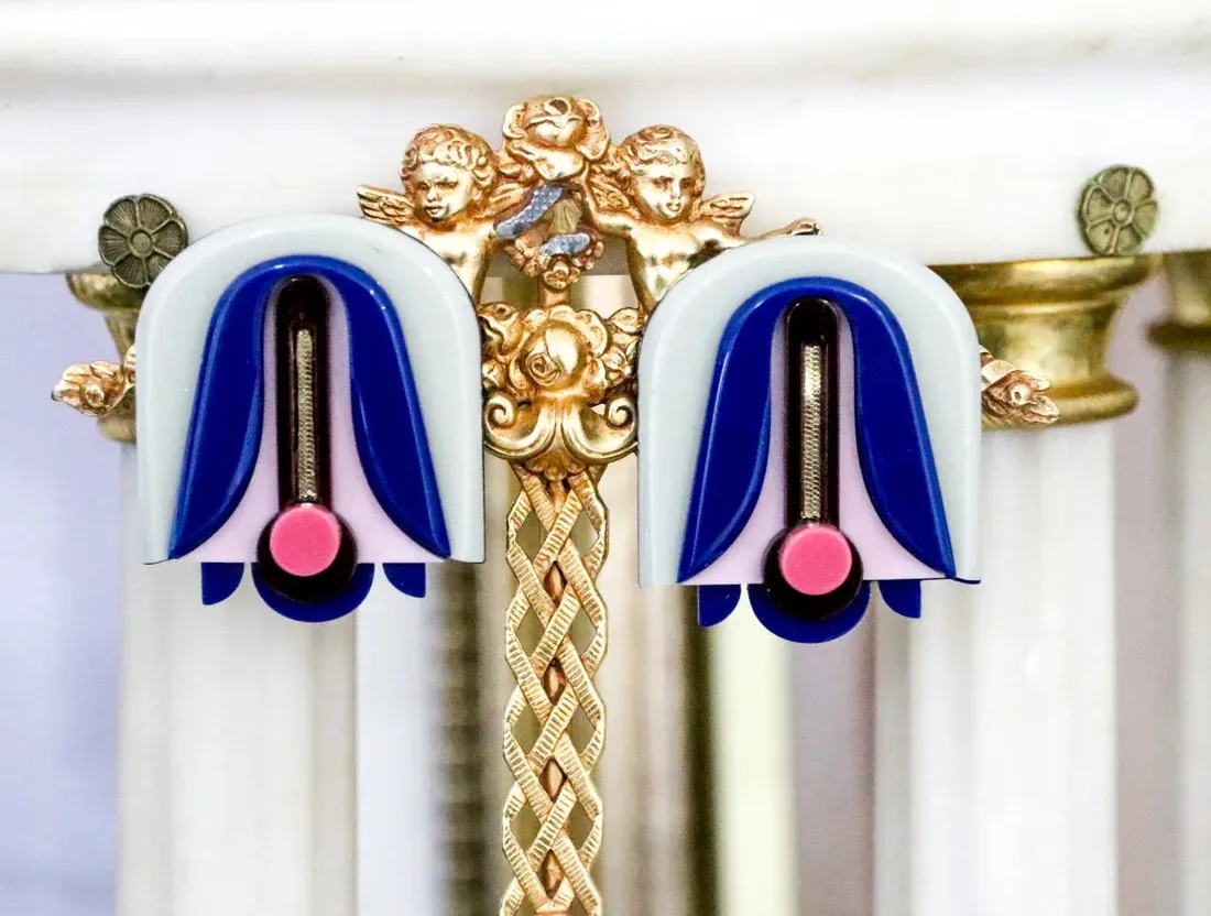 Authentic Gissa Bicalho Acrylic, Gold plated Tulip Earrings