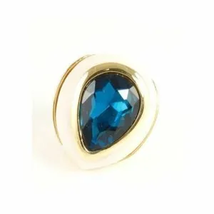 Authentic Gold Plated with Blue Acrylic Emerald Crystal - RS-3074