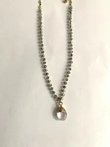 Authentic Area Stars 14K Gold Plated Chain Beads Teardrop Acrylic Pendant Necklace