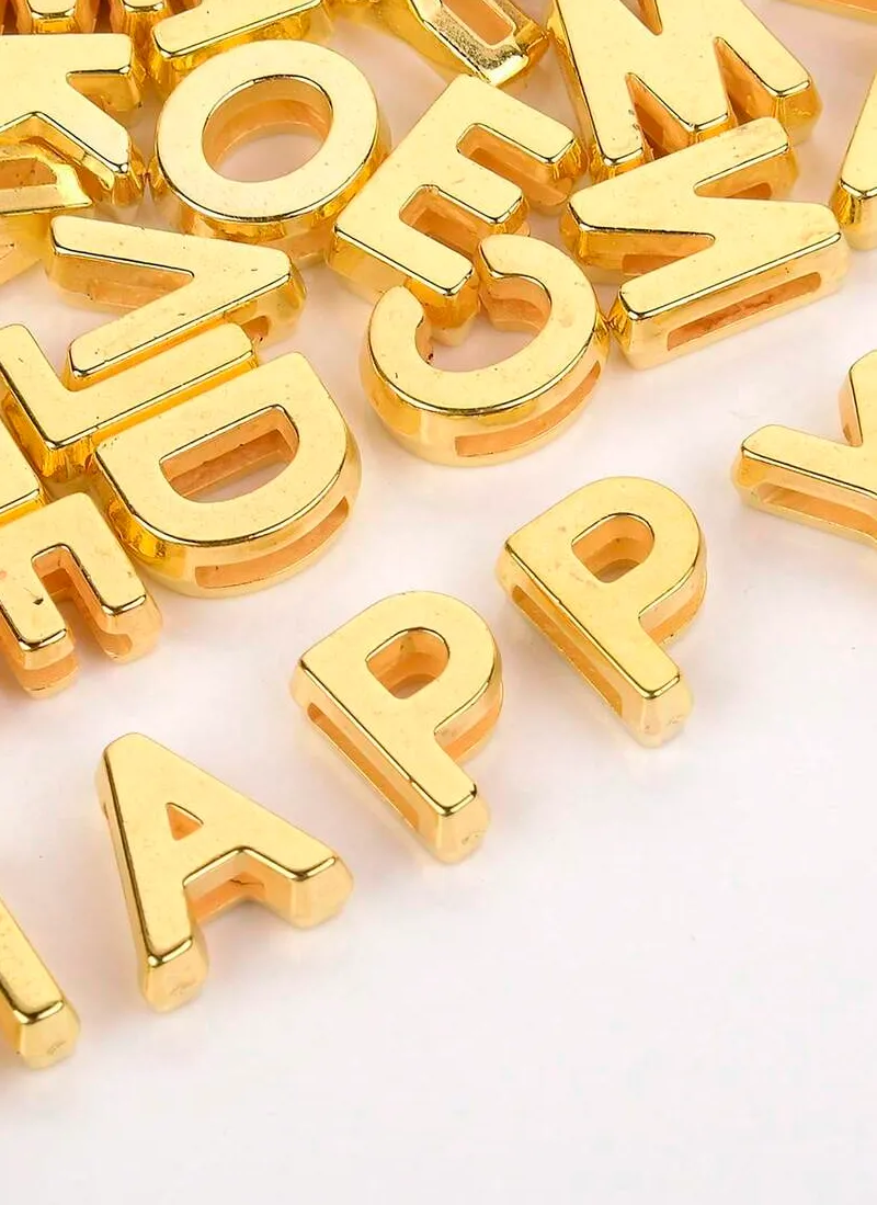 Authentic 100 Pieces Gold-Tone Acrylic Alphabet Charms For Crafting Necklaces, Lanyards, And DIY Jewelry Accessories