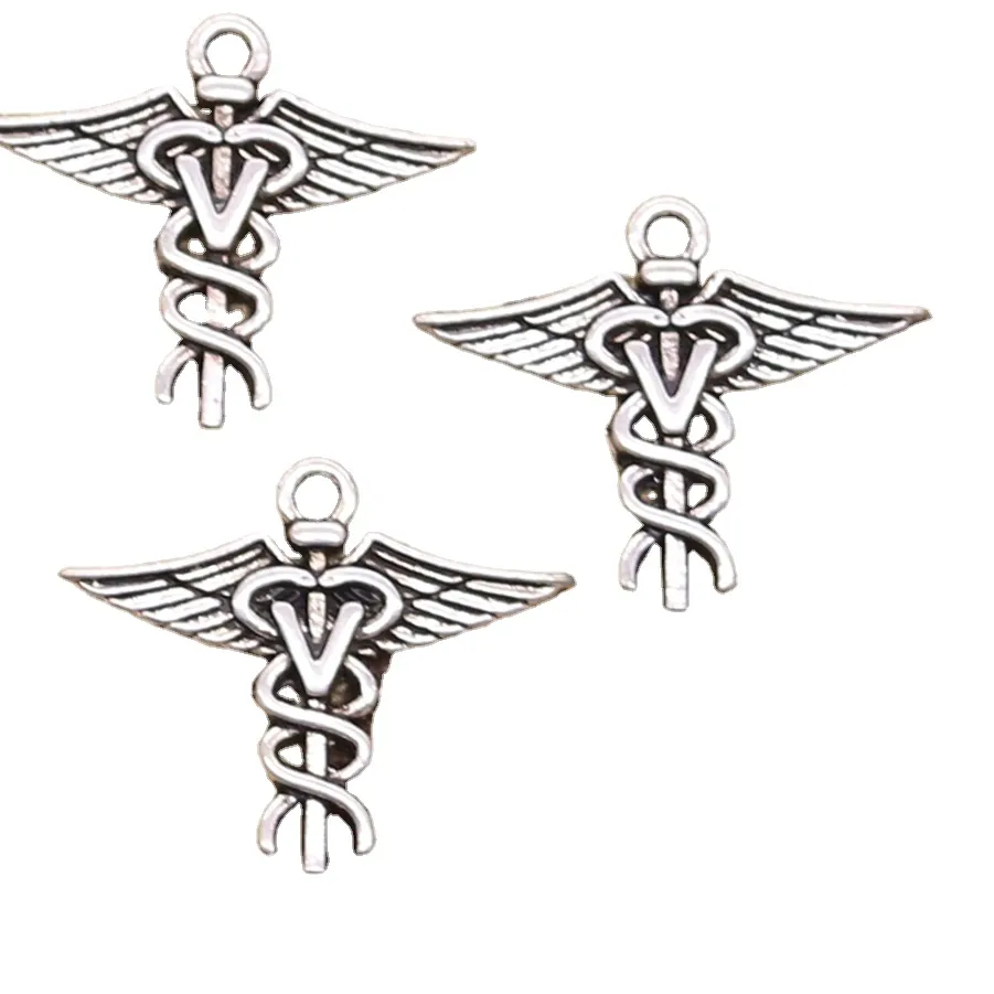 Authentic The Caduceus Of Healers Antique Silver Spirit Charms For Sacred Crafting