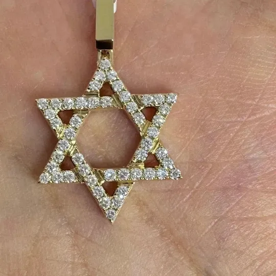Authentic Starlit Star of David Moissanite Pendant – 14K Gold Radiance