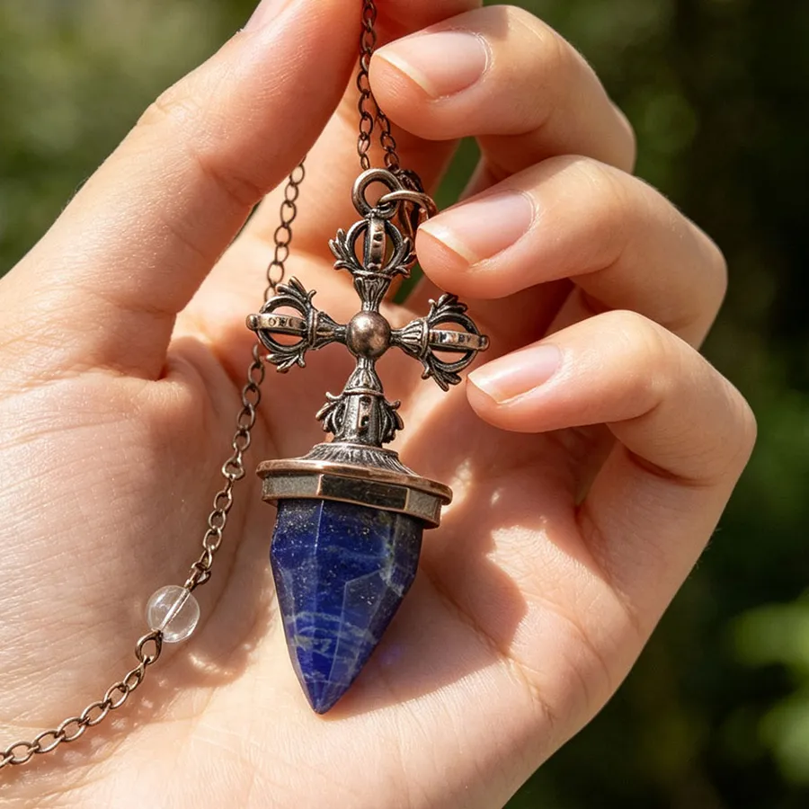 Authentic Ancient Oracle Pendant Lapis, Quartz, And The Cross Of Divination