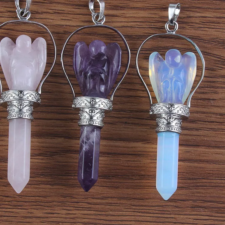 Authentic Angel's Whisper Sacred Geometry Pendulum Of Amethyst & Rose Quartz