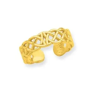 Authentic Claddagh Celtic Knot Adjustable Toe/Midi Ring 14K Yellow Gold Plated