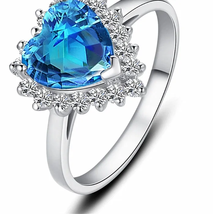 Authentic Ocean Heart Sterling Silver & Sky Blue Gemstone Talisman Ring