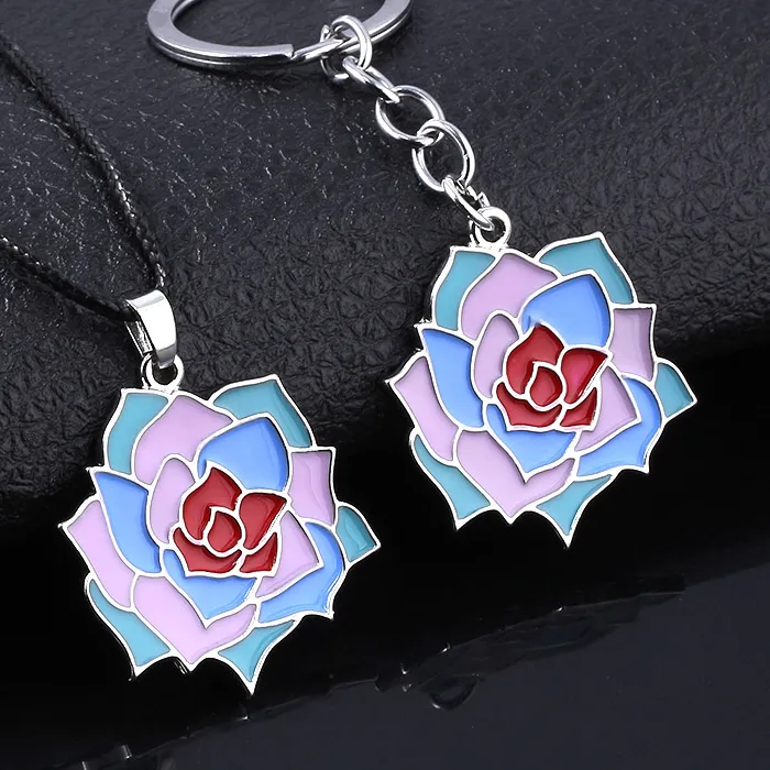 Authentic Midnight Bloom Keychain Blue Rose Pendant Of The Veiled Night
