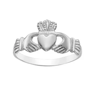 Authentic 14k Gold Plated Sterling Silver Ladies Claddagh Promise Ring Women's Day Gift