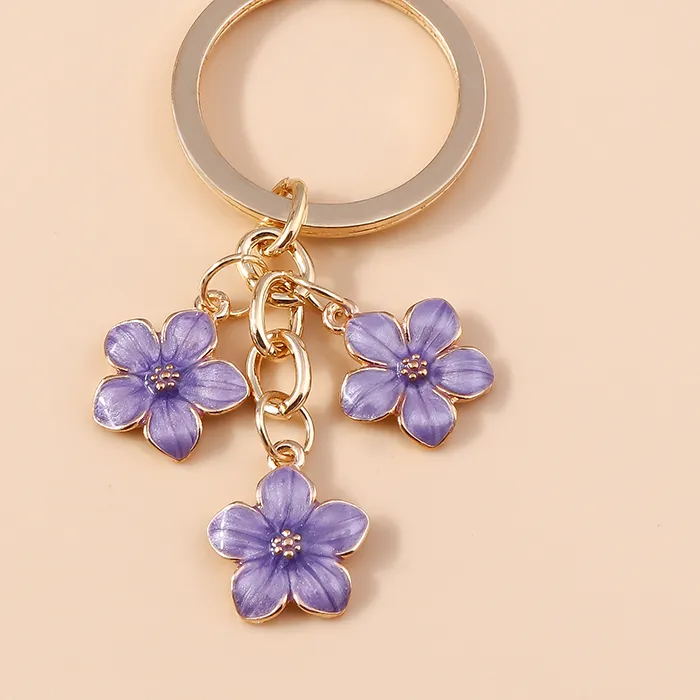 Authentic Sakura Soul Keyring- Gold Plated Cherry Blossom Talisman Of Feminine Grace