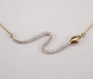 Authentic The Ouroboros Spark: Moissanite Serpent Bar Pendant in Radiant Gold-Plated Silver