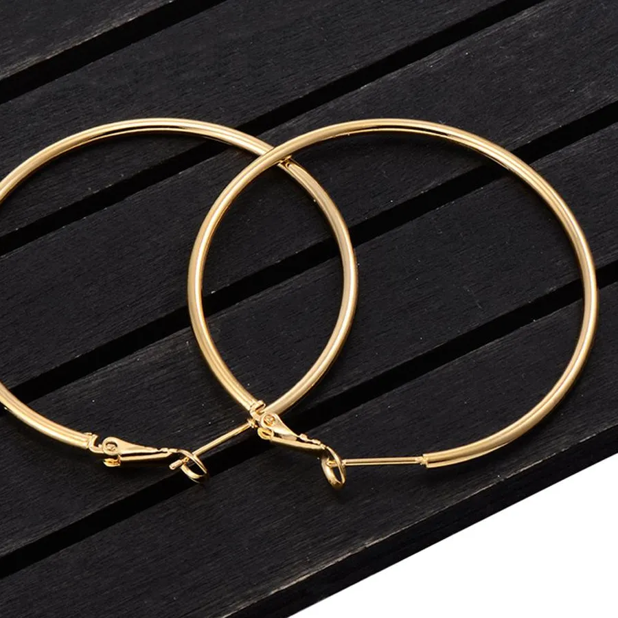 Authentic 40Mm 60Mm 70Mm 80Mm Exaggerate Big Smooth Circle Hoop Earrings Brincos Round Loop Earrings Jewelry