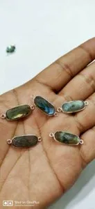Authentic Twin Aurora Weavers: Natural Labradorite Cushion Briolette Connectors