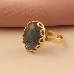 Authentic The Celestial Veil: Labradorite and Gold Talisman Ring