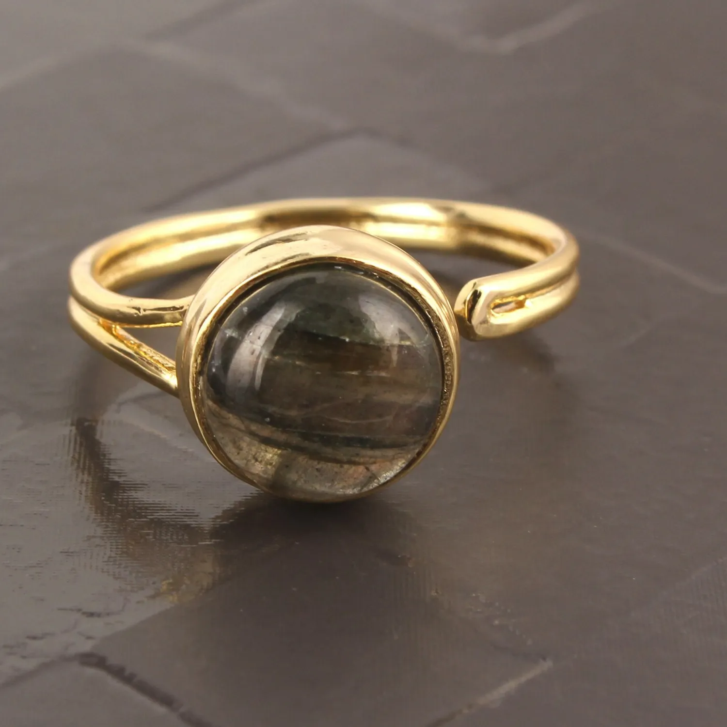 Authentic The Golden Dual-Path Talisman: 24k Gold-Plated Natural Gemstone Ring