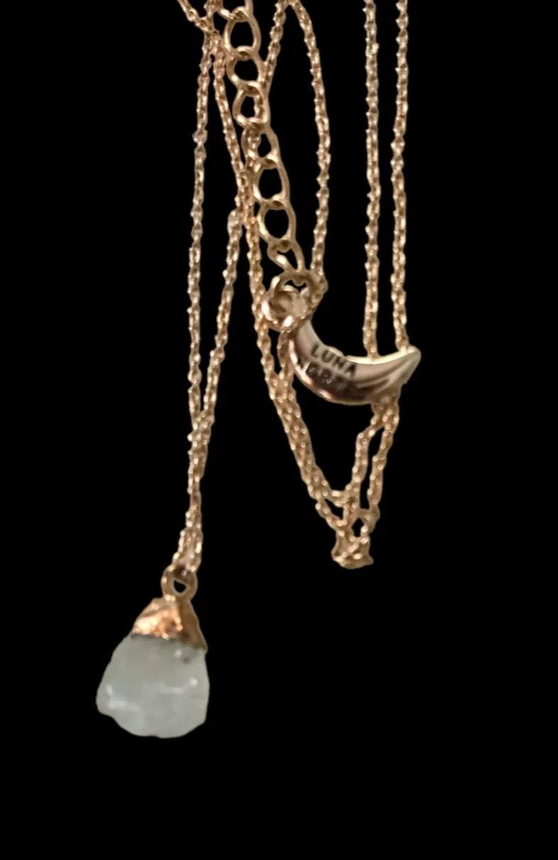 Authentic Moonlit Serenade: Luna Norte Moonstone Gold Aura Pendant