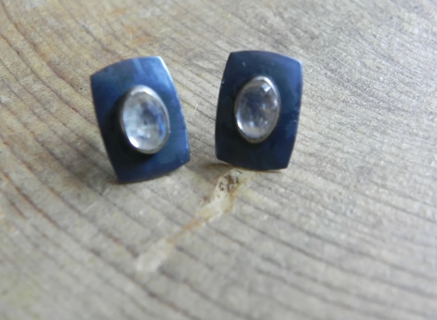 Authentic Luminescent Lunar Petals: Gold-Plated Moonstone Studs