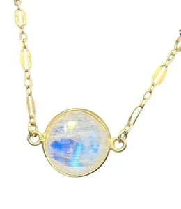 Authentic Gold plated rainbow moonstone TINY choker necklace boho