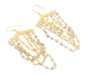 Authentic 925 Sterling Silver Vintage Earrings Gold Plated Dangling Moonstone  EG13164