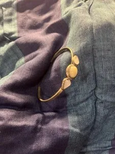 Authentic Warm Gold-plated Bracelet Featuring A Moonstone Two Petal-shaped Stones