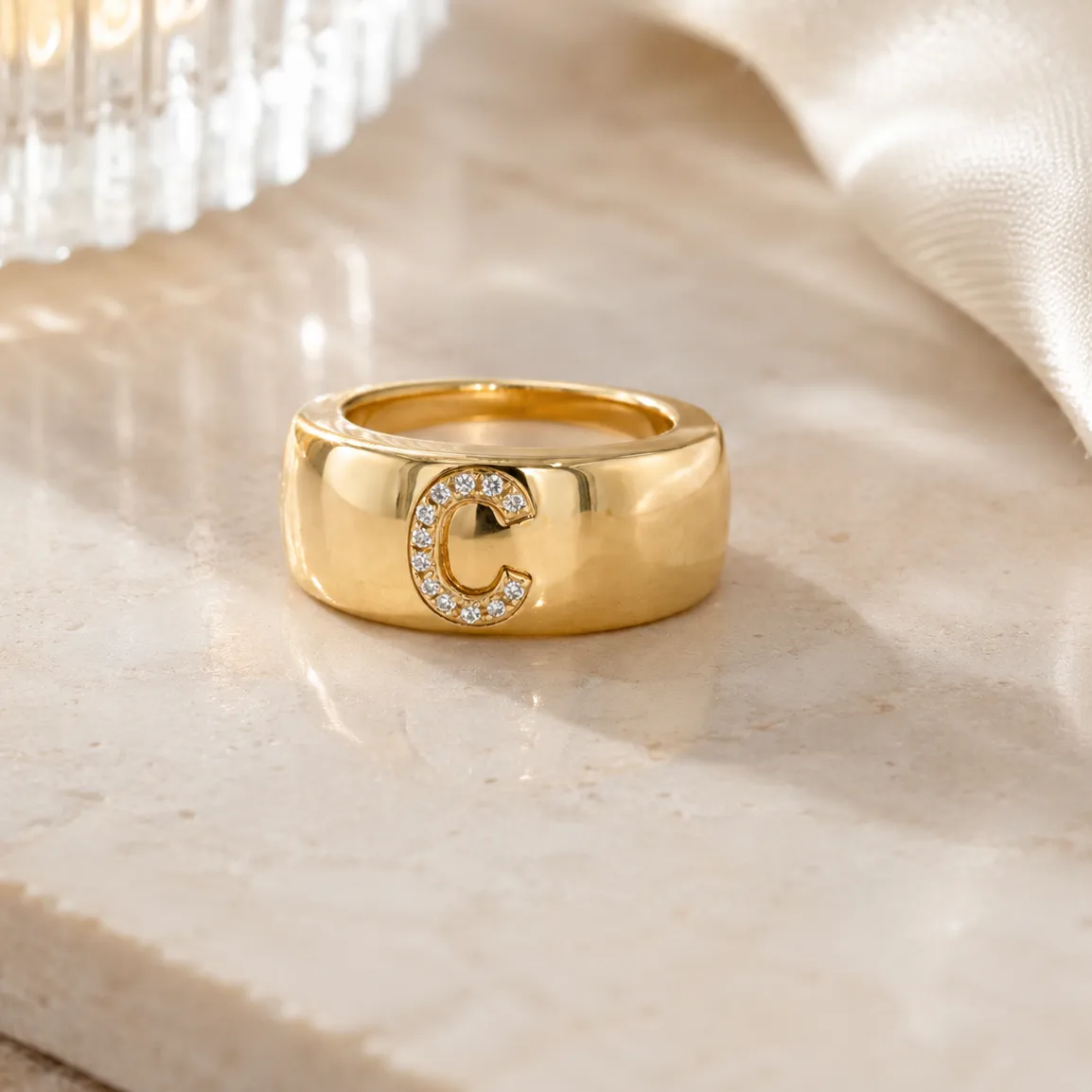 Authentic Celestial Initial Sigil Golden Zircon Emblem For The Heart's Companion