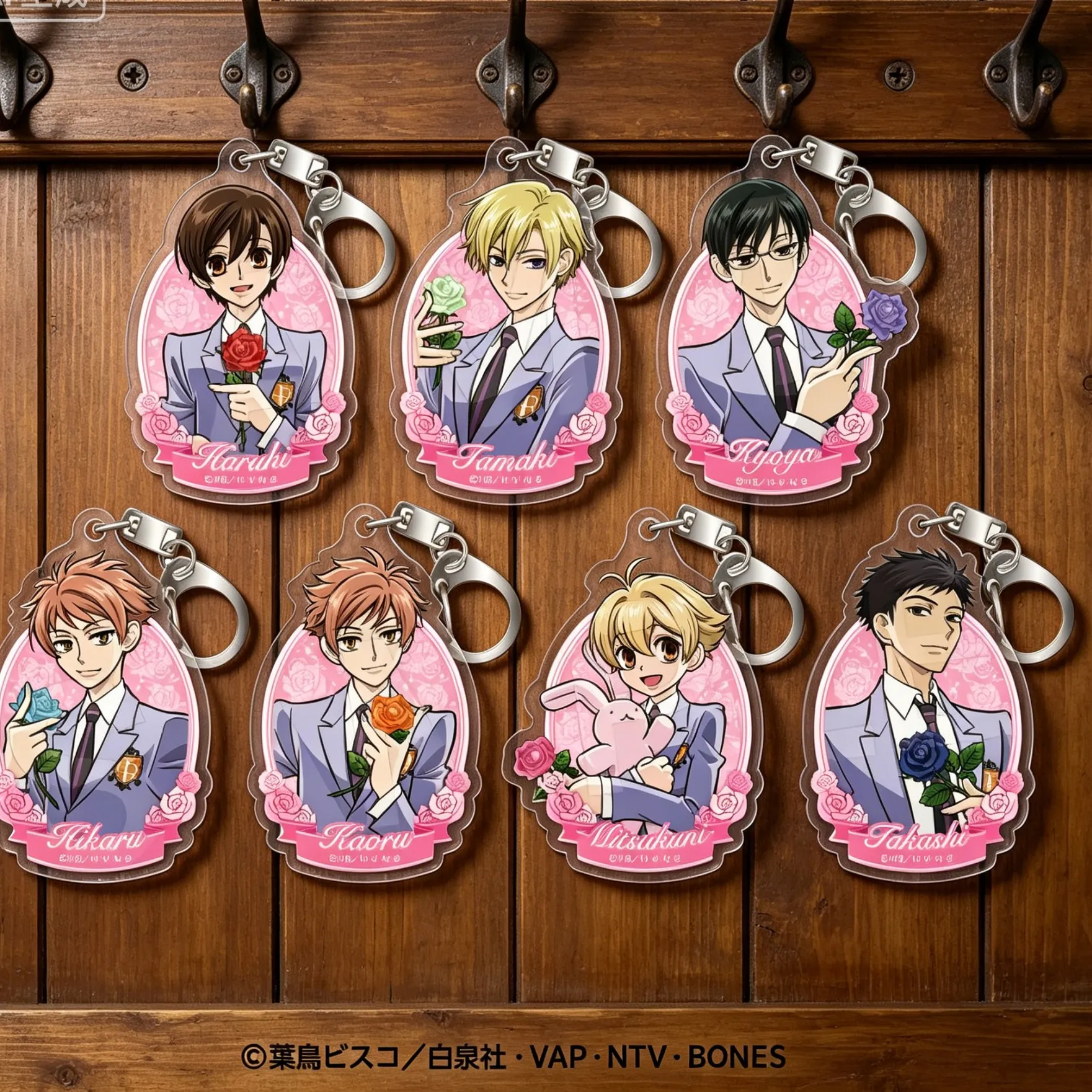 Authentic Ouran High School Host Club Haruhi Fujioka Sakura Pale Tone Series Acrylic Pendant Keychains Bag Decorations
