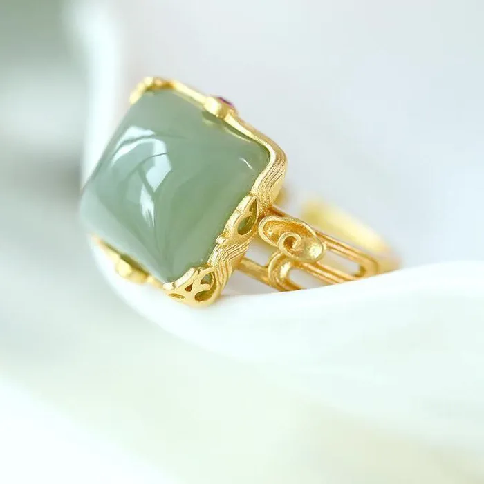 Authentic Hetian Jade Open Ring A Three- Dimensional Vessel For Eastern Harmony