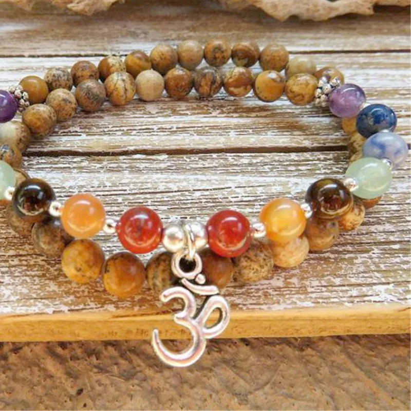 Authentic Sacred Chakra Harmony Mala Woven Jasper And Bodhi Seed