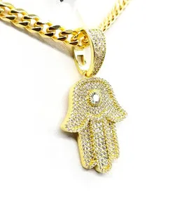 Authentic Sacred Hamsa Hand Talisman - 14K Gold Plated with Radiant Moissanite Eye