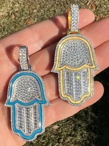 Authentic Guardian of Prosperity: Mystic Hamsa Hand Pendant with Gold Plated Sterling Silver