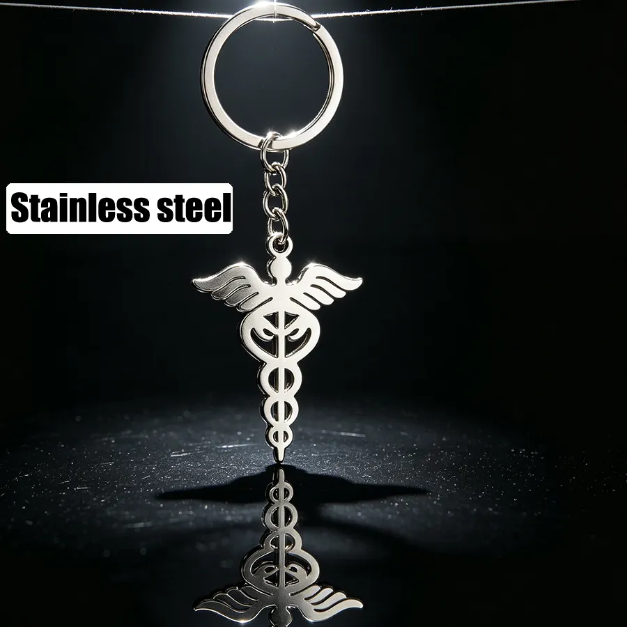 Authentic The Healer's Aegis Caduceus Gold- Plated Talismanic Keychain