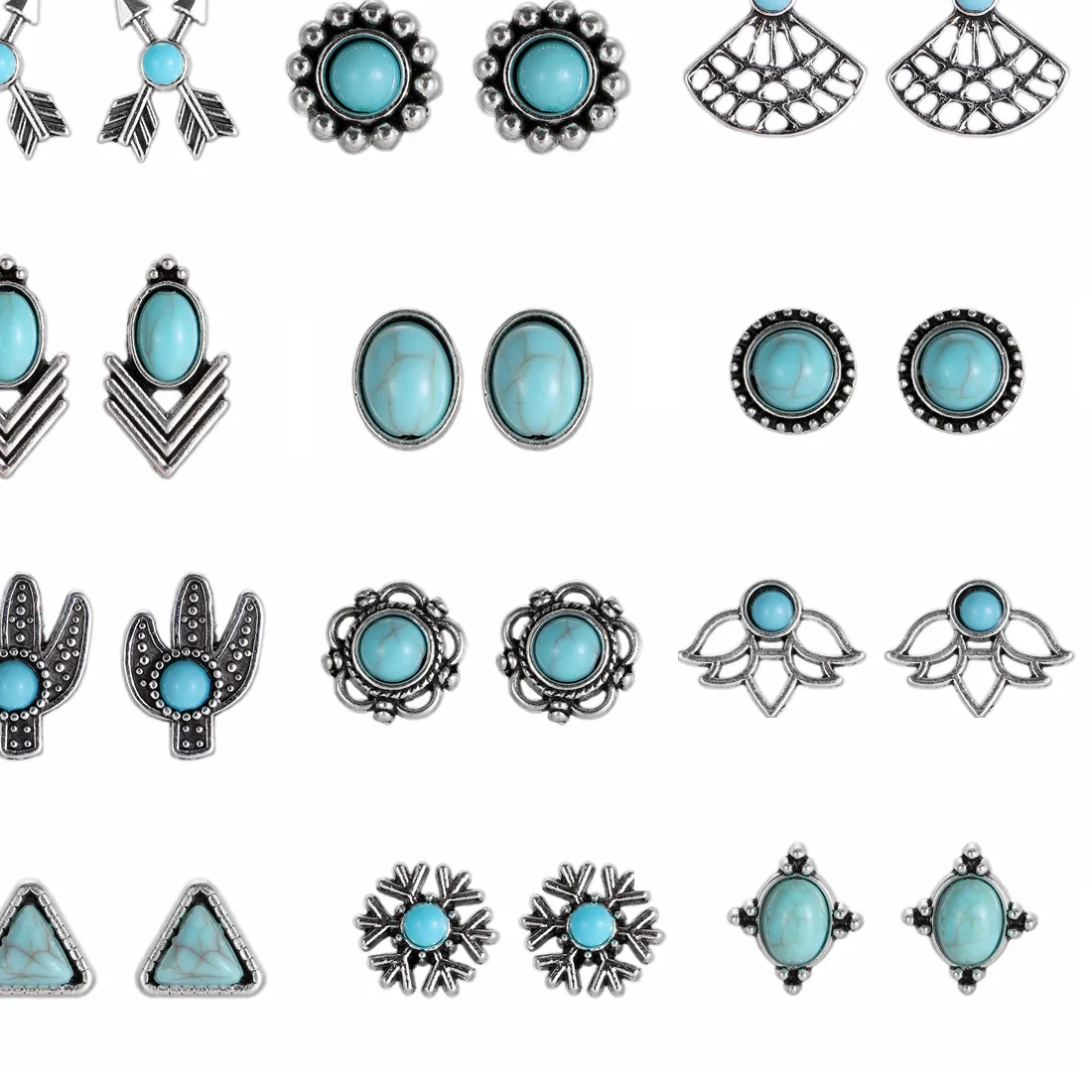 Authentic The Celestial Arrow Talisman Turquoise- Inlaid Silver Geometric Stud