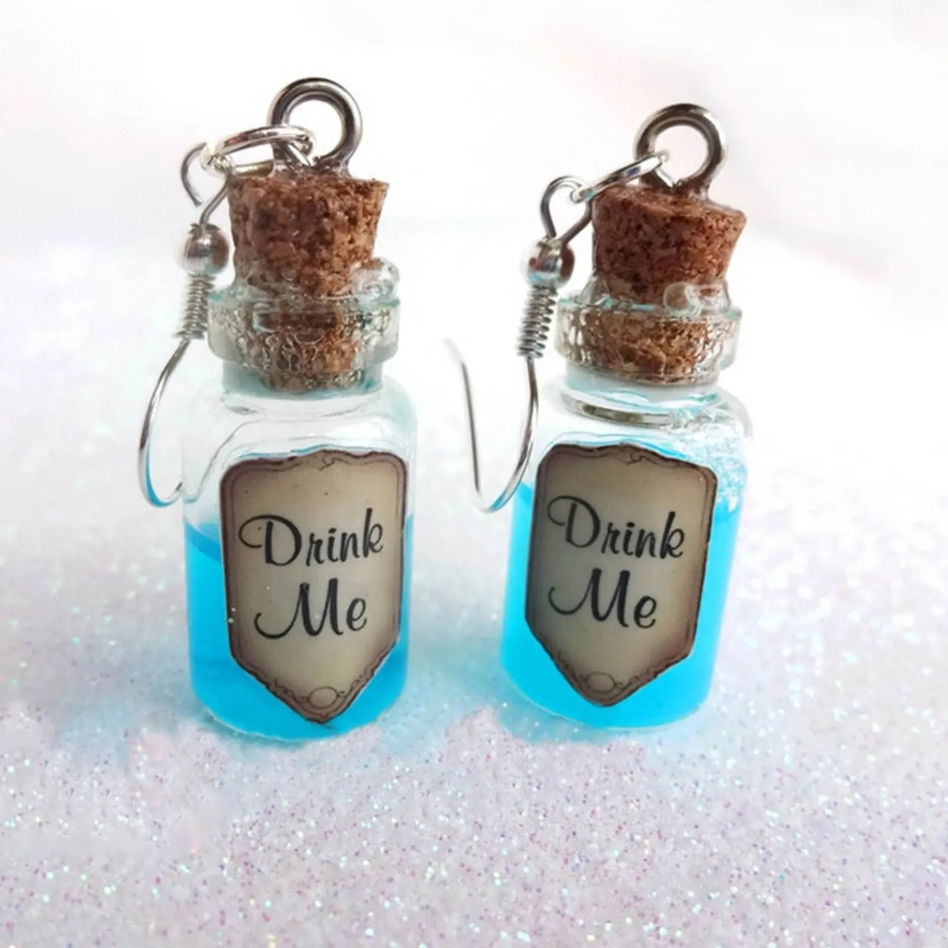 Authentic Drink Me Enchantment Potion Vial Earrings Of Liquid Moon Magic