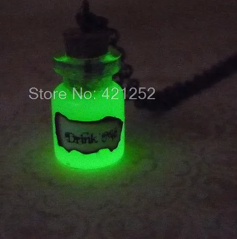 Authentic Drink Me Vial Glow In The Dark Enchanted Bronze Pendant