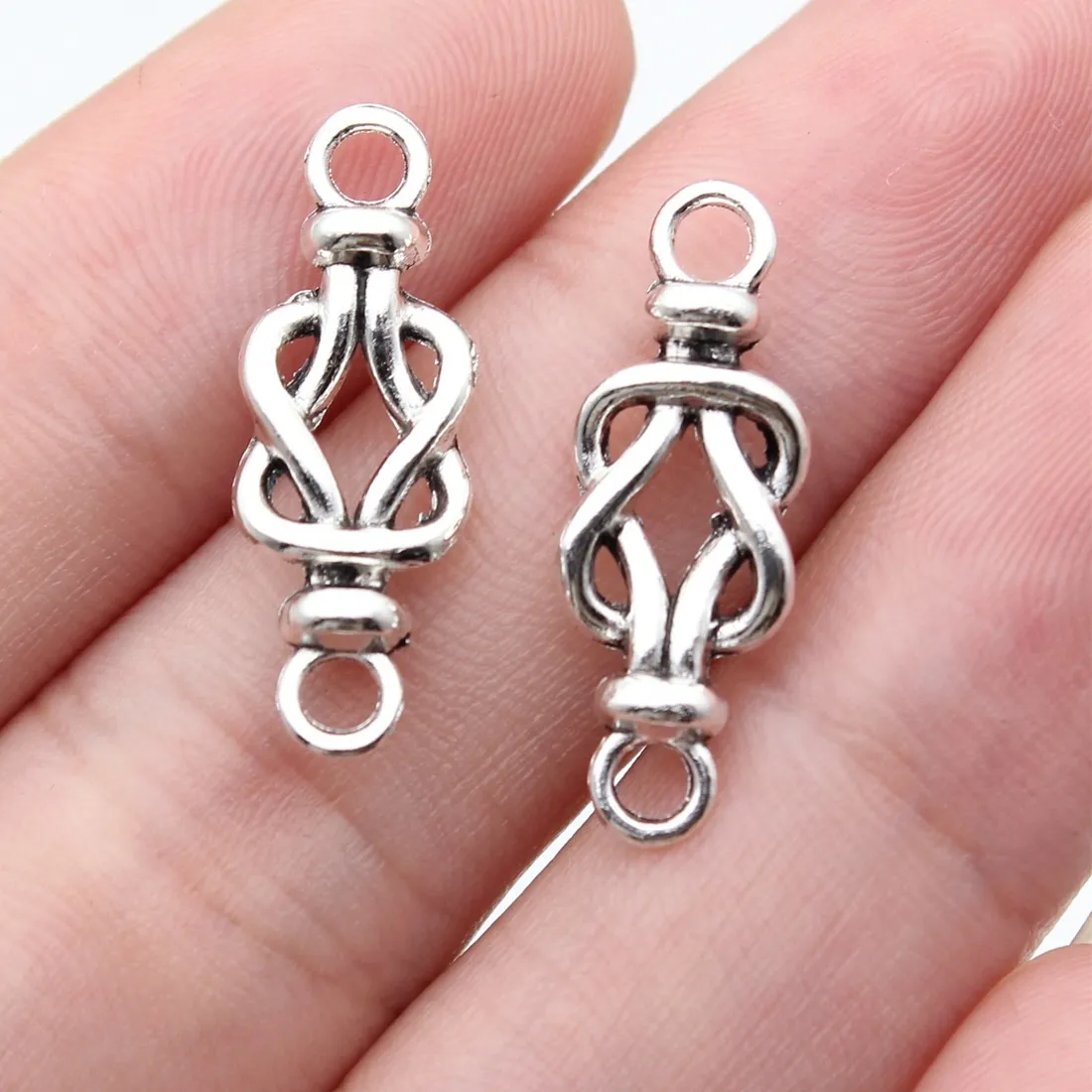 Authentic Eternal Knot Connectors 20 Sacred Weave Charms In Antique Silver