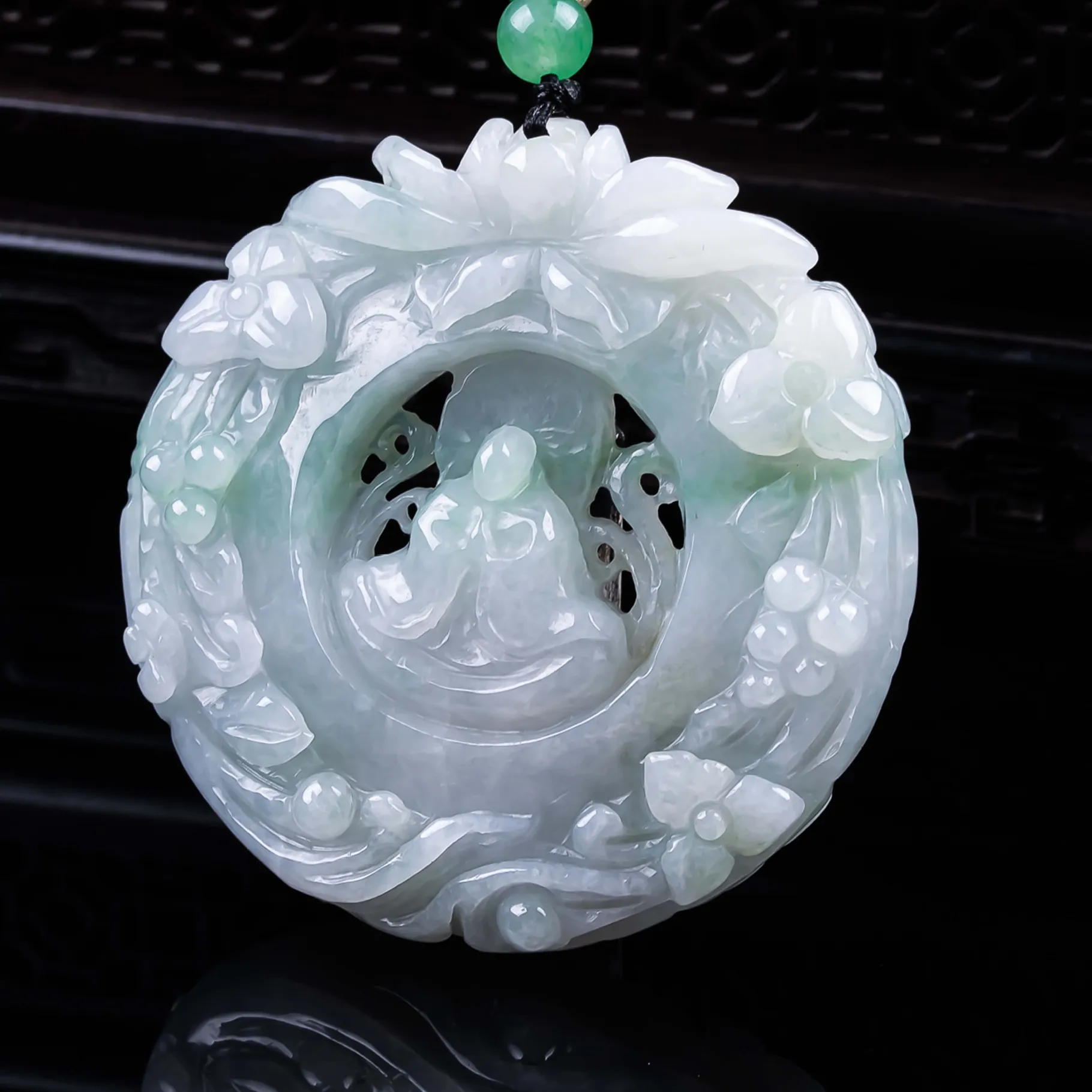Authentic Natural Myanmar Jadeite Lotus Pendant Necklace Accessories Talismans Real Jade