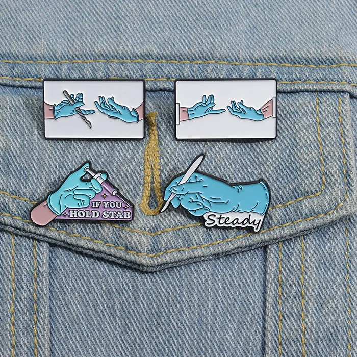 Authentic Doctor's Surgery Enamel Pins Custom If You Hold Stab God Gesture Brooches Lapel Badges Jewelry   For Friends
