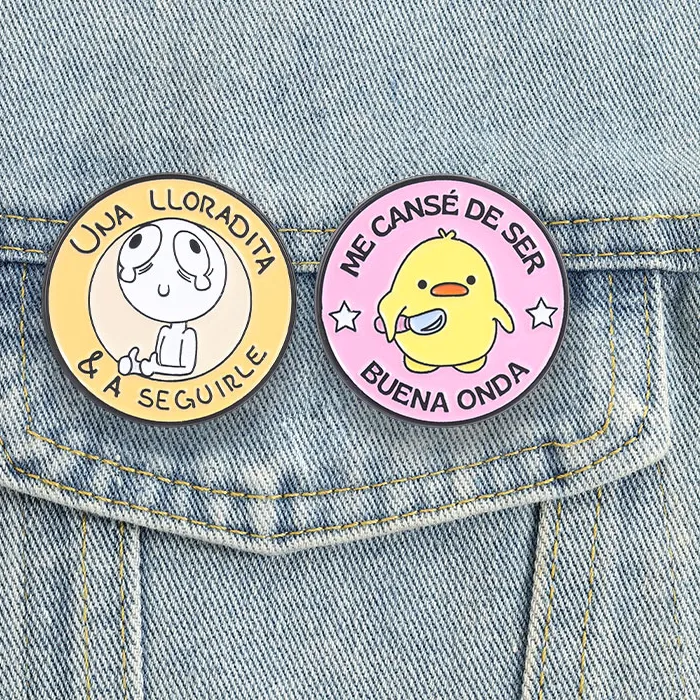 Authentic Spanish Memes Enamel Pins Me Cansé De Ser Buena Onda Brooches Lapel Badges Latinx Duck Mental Health Jewelry
