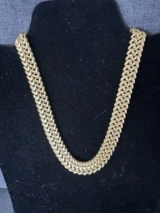 Authentic Celestial Monet Pendant: 16″ Gold‑Plated Brushed Link Necklace