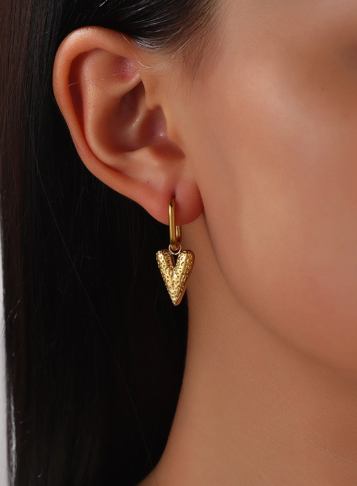 Authentic Heartfelt Resonance: Enchanted Hammered Heart Hoop Earrings