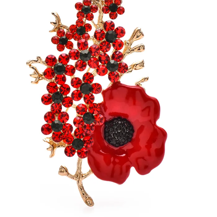 Authentic Wuli&Baby Beautiful Poppy Flowers Brooches Rhinestone Enamel Charming Flower Plants Office Brooch Pins
