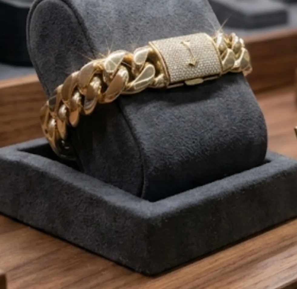 Authentic Enchanted ‘J’ Gold‑Plated Cuban Link Bracelet – Celestial Shield
