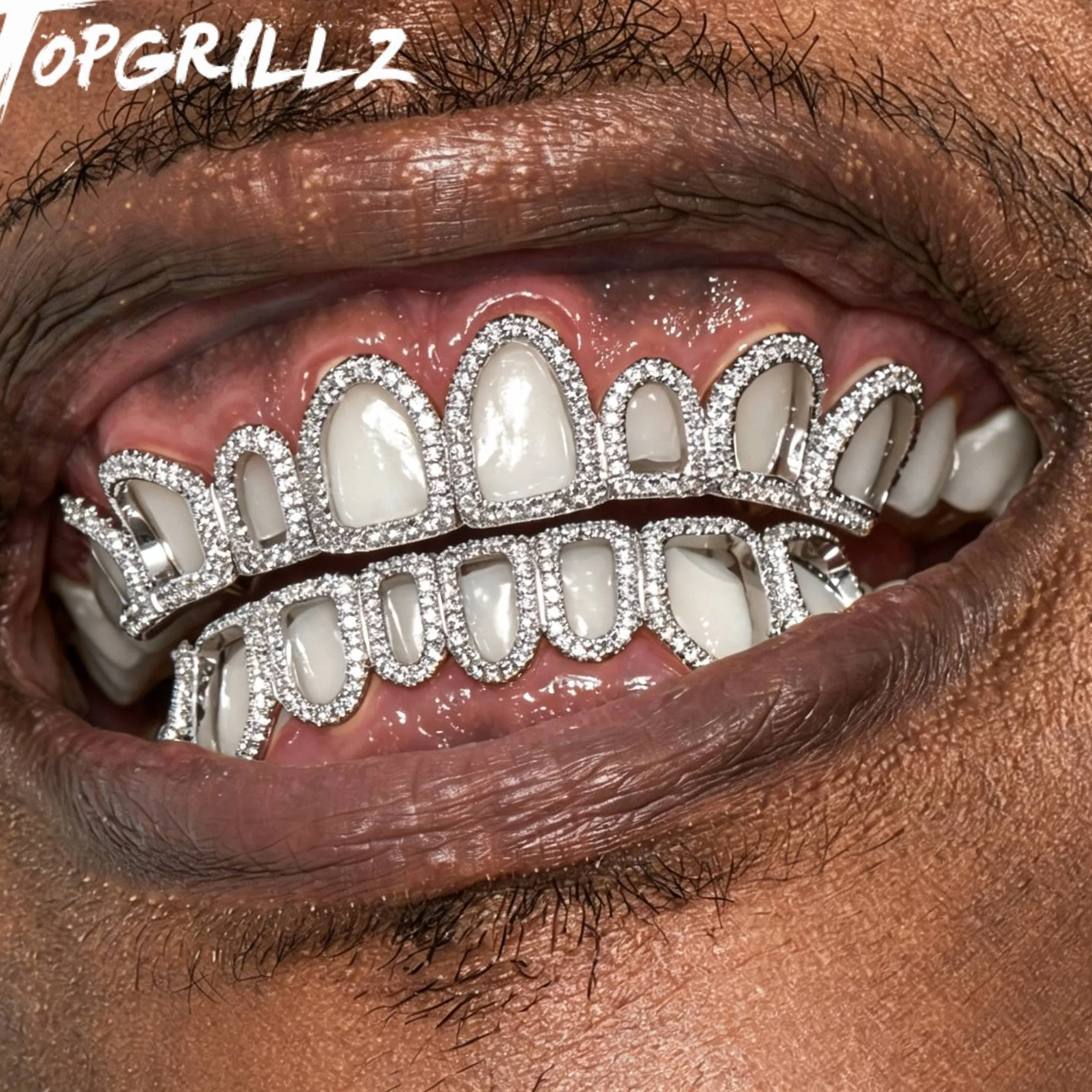 Authentic Celestial Window Grillz Gold- Plated Talisman With Cz Paved Rims