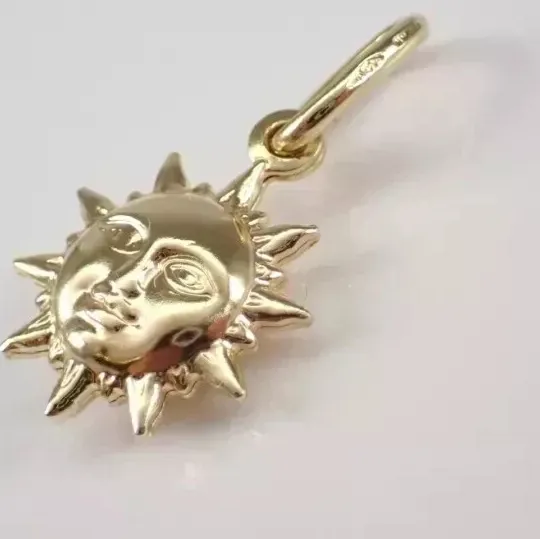 Authentic 14K Yellow Gold Plated Vintage Sun Pendant for Double Two Sided Pendant
