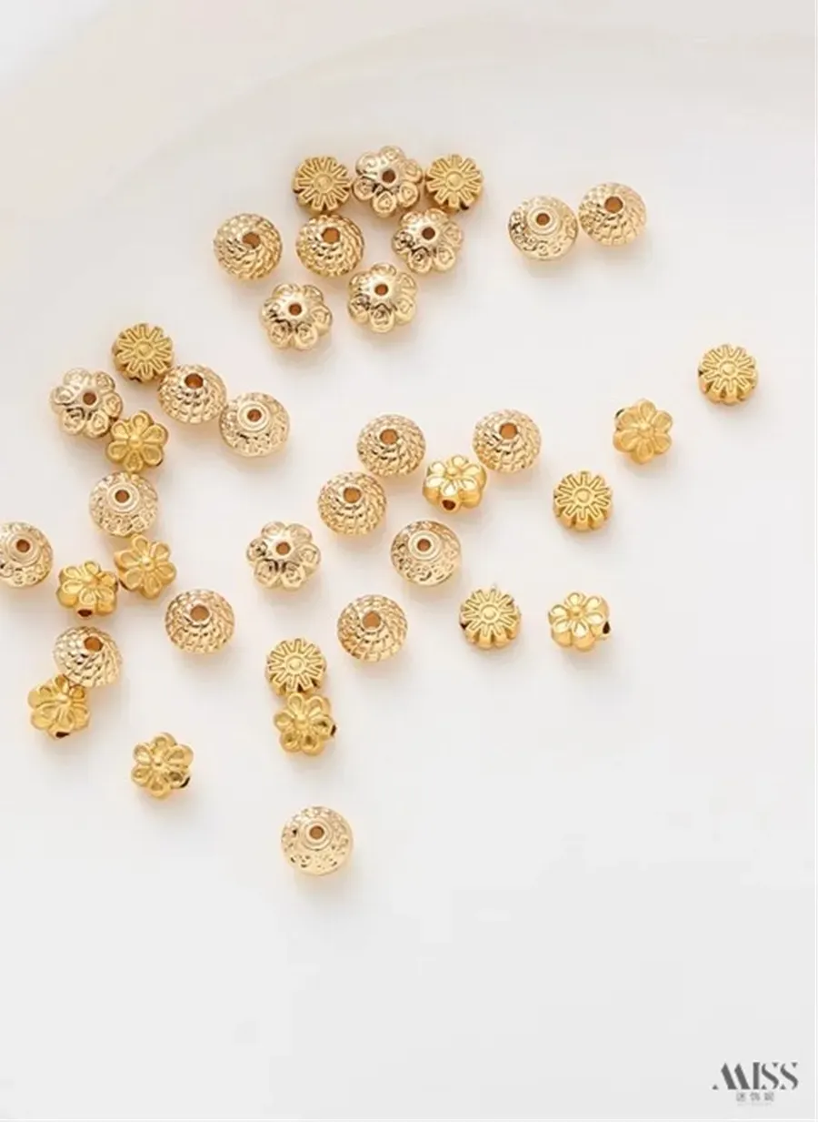 Authentic Auspicious Celestial Lantern And Cloud Gold- Plated Spacer Beads