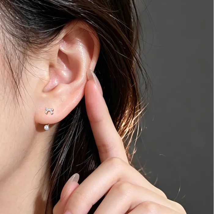 Authentic S999 Sterling Silver Bow Dangle Threader Earrings Minimalist Versatile Sweet Niche Design Ear Jewelry