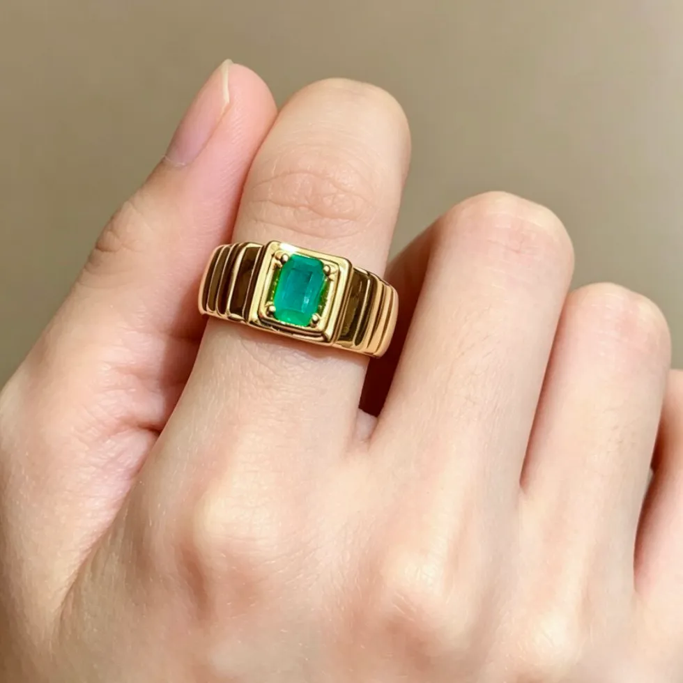 Authentic Natural Emerald Ring 4Mm 6Mm For Emerald Ring 925 Sterling Silver Emerald Cut For Jewelry